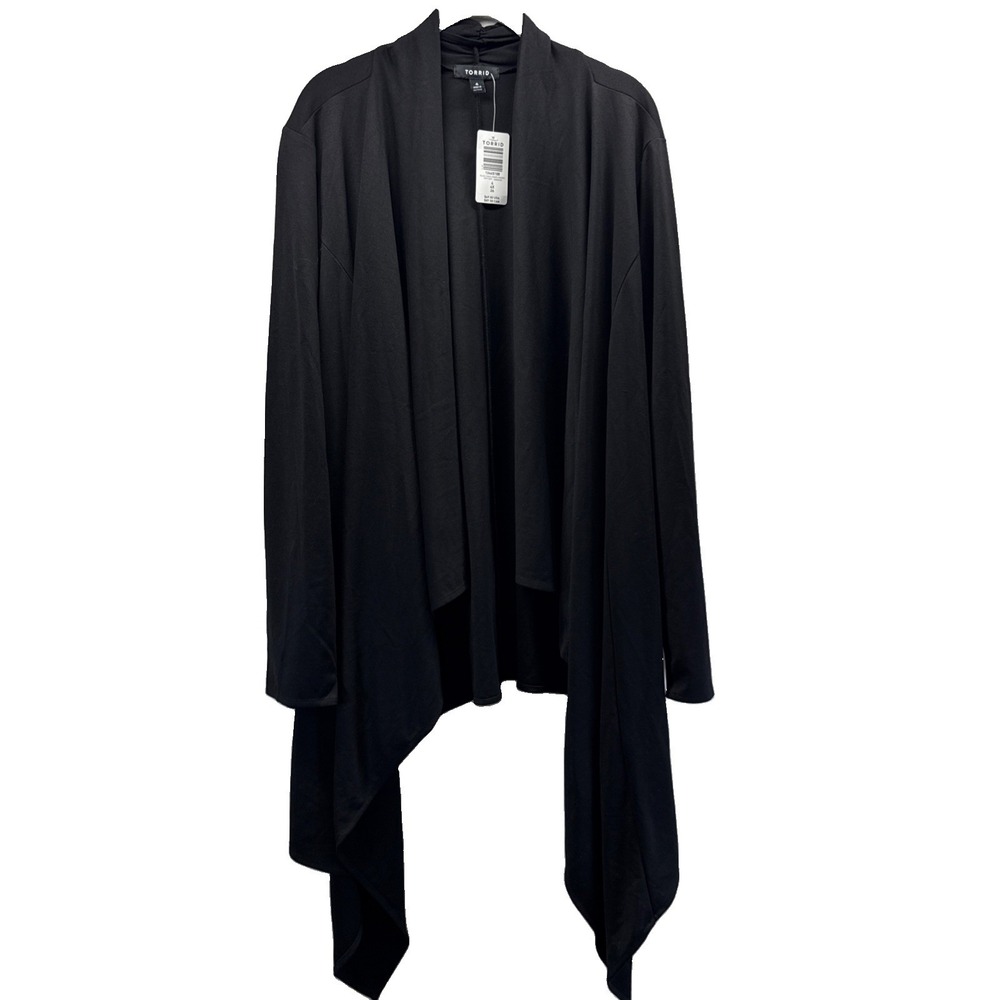Torrid Womens Jacket Cardigan 4X Solid Black Gothic Open Long Sleeve Stretch NWT